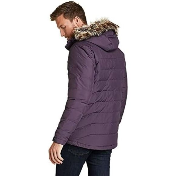 Men's Eddie Bauer Boundary Pass Down Purple Parka Puffer Jacket Size Large L NEW - Picture 2 of 16